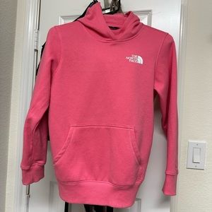 Girls. North Face Hoodie. Medium 10/12. Pink. Gently used
